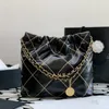 10a de alta qualidade designer mini 22Bag Bag de couro genuíno bolsa de ombro da senhora Designers de luxo Bolsa Bolsa Calfskin acolchoado bolsa preta ombro feminino com caixa