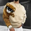 Sweatshirts herenjacks oversized patch teddybeer hoodie voor mannen herfst en winter dikke warme bemanningsleg hoodie mode persoonlijkheid kleur jeugd hoodie 240412