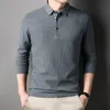 Spring Autumn Mens Loose Long Sleeve Polo Shirt Casual Lapel Plaid Business Collar T Tops 240403