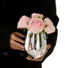 Vaser konstgjorda blommor ornament nordisk ljus lyx stil hem dekorativt matbord glas silver vas god kvalitet all-