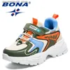 Sneakers Sneakers Bona 2023 Ny designer mode sportskor spetsar pojkar andningsbara vandringskor flickor plattskor jogging skor bekväma q240413