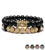 Crystal Ball Ethnic Hollow Rivet Charmakbanden ingesteld voor vrouwelijke mannen sieraden Matte kralen Bracelet Accessoires4935697