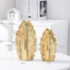 Vases Nordic Ceramic Vase Black Gold Plating Leaf Shape Ornaments Flower Organizer Modern Simple TV Cabinet Home Decoration