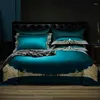 Bedding Sets 4Pcs/6Pcs Embroidered Bed Linen Euro Solid Duvet Cover 220x240 Sheets Set Luxury Quilts Cotton Pillow Case