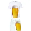 3D Printed T-shirt and Shorts Beer Summer Mens Casual Sports Suit Tracksuit Men Plus Size S-7XL Tracksuit Clothes 240402