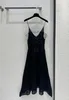 Milan Runway Dress 2024 New Spring Summer Spaghetti Strap Fashion Designer Dresses Brand Samma Style Dress 0413-9