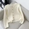 Tricots pour femmes coréens simples décontractés de poche solide de poche de poche à poitrine simple cardigan tricot à poitrine pour femmes enrober l'automne hiver 2024