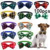 Hundkläder 50/100 st handgjorda bulk Pet Bow Tie Lattice Style Accessories Söta bowties Grooming Product Supplies