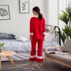 Home Clothing Casual Womens Sleepwear Pajama Set With Long Pants Loose Round Neck Woman Lingeries Solid Lace Underwear Wear