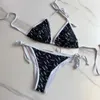 Designer de roupas de banho feminina Classic Trendy Letter Printed Swimsuit para o biquíni feminino Pequeno fragrância, AOBJ de cordão