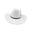 Berets Fedora Hut Big Bim Damen Männer Western Cowboy Gentleman Retro Jazz Leder Glocken breit