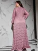 Sukienki w dużych rozmiarach Toleen Women Maxi Elegancka wieczorna sukienka z koronką moda Retro Lantern Sleeve Bliski wschód Ramadan