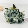 Flores decorativas Falsas artificiais rosa 10 cabeças buquê de seda com hastes de plástico para mesa de casamento Plantas centrais plantas de presente decoração de casa decoração