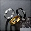 Anelli a banda Acciaio inossidabile da 100 pezzi all'ingrosso per donne 6 mm Sier Gold Gold Black Plorato ad anello Gioielli di moda Gioielli Deliverità Dh58c