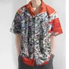 Men's Casual Shirts 2024 Short Sleeve Shirt 3d Graffiti Gradient Printed Hawaiian For Men Summer Beach Oversized Tops