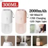 Humidifiers 2000mAh 300ML Dual Spray Air Humidifier Large Fog Volume Double Nozzle Cool Mist Aroma Diffuser USB Charging with LED Light