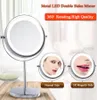 Joli cadre métallique rond à 360 degrés de maquillage à LED rotatif Miroirs de bureau Miroir de maquillage Miroir double côté agrandir le miroir 6inch7inch7716152