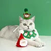 Hundkläder Cat Christmas Bib Dress Up Costume Festival Decor Pet Holiday Party Santa Hat Drop