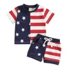 Vêtements Ensembles de l'indépendance Jour des enfants garçons étoiles étoiles à rayures à manches courtes Patchwork T-shirts Tops Shorts de taille élastique