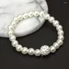 Halsbandörhängen Set Creative Abs Imitation Pearl Armband och örhängen 3-delad brudsmycken Tillbehör