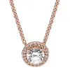 حلقات الكتلة الأصلية 925 Sterling Silver Rose Sparkle Neclace Necklace Necklace مع Crystal for Women Europe DIY Gift Jewelry Set