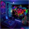 Objetos decorativos Figuras Escent Tapestry UV Psicodélico Muro de hongo Hippie Room Aesthetics 230727 Drop entrega de ga de ga Dhlbf