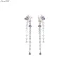 デザイナーZiluo FanxingシリーズLong Tassel Earrings Womens French Pearl Silver Needle Purple {カテゴリ}
