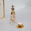 Portabandine alberi di Natale con foglie di albicocche piccoli candelali in oro rotondo