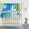 Douchengordijnen Ocean Island Beach Kokosnootbomen Bloemen Planten Zomer Natuurlandschap Europese stijl Stoffen Badkamer Decor Sets