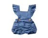 Baby Denim Romper Ins nyfödda småbarn ruffle Flying Sleeve Jumpsuits 2019 Summer Fashion Boutique Kids Climbing Clothes C60685704786