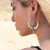 Stud Earrings Trendy Silver Color Punk For Women Antique Metal Sharp Cone Hip Hop Hoop Gypsy Jewelry