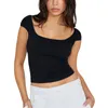 Magliette da donna femminile coltiva top a manica corta sexy simpatiche t-shirt senza schienale per streetwear per feste