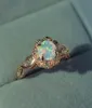 Magnifique bague en or solide 14K RARE BELLE FEU OPAL BILANCE DE DIAMONDE