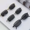 Sunglasses Retro Metal Small Square Glasses Women Men Silver Black Narrow Frame Simple Versatile Fashion Accessories