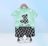 Mignon de tout-petit Boysgirls bébé été 2021 Nouveau dessin animé ours tshirtpants 2pc vêtements tenues de coton 039s portent ropa beb3176369