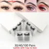 Visofree 30/40/100 Paren 3D Mink Lashes with Tray No Box Handmade volledige strip Lashes Mink False wimper make -up wimpers cilios 240407