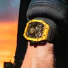 Orologi da polso Trending Square volante Tourbillon Watch Carbon Fibra Mechanical Men Mechanical MECCHITH Skeleton Giallo Clock maschio giallo