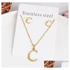 Oorbellen ketting a-z 26 letters kettingen en oorbel set met cadeaubon roestvrijstalen gouden choker initiële hanger vrouwen alfabet dhls6