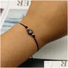 Bracelets de charme feitos à mão 26 letra pulseira preta rosca vermelha corda corda homens homens iniciais nome nome ajustável Jóias de casal d dhplz