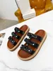 Designer Sandale Echtes Ledersandalen Slipper Casual Schuh Sommer Beach Gladiator Mules HaSp New Womans Flat Slide 0420