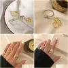 Anelli di banda Nuovo Cool 14K Gold Gold Out Out Geometry Irregar Distorction Mtilayer Cross Twist Ring per donne Girls Party Gioielli Drop Deliv Dhgym