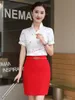 Gedrukte blouse rok meisje professioneel pak shenzhen luchtvaartmaatschappij stewardess uniform korte mouwen v nek retro bloemen werk kleding