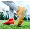 Botas de futebol de futebol de primeira linha do Mid Top Sapas de futebol de unhas compridas jovens crianças laranja vermelho anti -chuteiro deslize para crianças