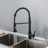 Kitchen Faucets Black Brass Faucet Cold And Mixer Pull Out Two Function Deck Mounted Tap With Free Hose