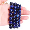 Strand Natural Blue Lapis Tiger Eye Stone Beads Bracelets Joga do biżuterii sprawiają, że mężczyźni kobiety elastyczne igłowe roboty