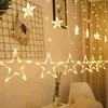 Decorazione per feste scintillanti stella/luna fata ghirlanda 12 luci a corda tende a LED per il compleanno del Ramadan natalizio decorazioni per interni natalizi