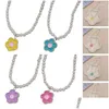 Colliers de pendentif Y2K Pearls Flower Collier Women Fashion Egirl Punk Clavicule Chain Drop Livilt Livraison Jewelry Pendants Dhthx