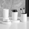 Tandborste Sanitizer 4st Modern Ceramic Badrum Set Bath Lotion Bottle Press Hand Sanitizer Bottle Mouthwash Cup Tandborste Holder Soap Dish 240413