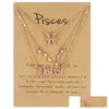 Anhänger Halskette Rosegold 12 Zodiac 3 Stile/Set mit Geschenkkarte Sternzeichen Halskette für Männer Frauen Schmuck in Bk Drop Dhiek Dhiek liefern Dhiek