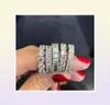 925 Silver Pave Radiant Cut Pełny kwadrat Symulowany diament CZ Eternity Band zaręczyny Wedding Stone Ring Biżuteria Rozmiar 8482780